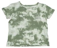 Khaki-bílé crop tričko s nápisem Primark