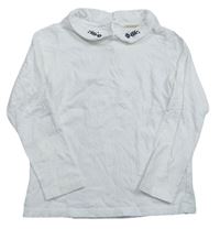 Bílé triko s límečkem a výšivkou 