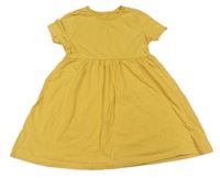 Hořčicové bavlněné puntíkované šaty George