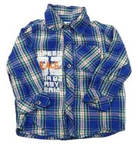 Modro-barevná kostkovaná košile s výšivkou Topolino