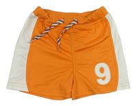 Oranžovo-bílé sportovní kraťasy s číslem Name it