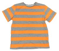 Šedo-neonově oranžové pruhované tričko Rebel