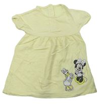 Žluté bavlněné šaty s Minnie a Daisy Disney 