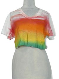 Dámské bílo-barevné batikované tričko Gildan 