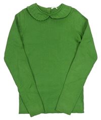 Zelený žebrovaný svetr s límečkem Next