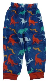 Modré chlupaté pyžamové kalhoty s dinosaury Jeff&Co
