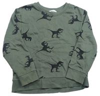 Khaki mikina s dinosaury zn. H&M