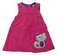 Růžové manšestrové šaty s kočkou 
