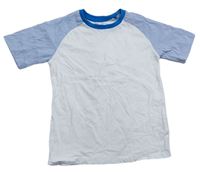 Světlemodro-bílé tričko s modrým lemem