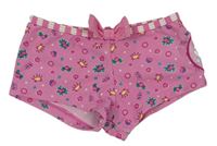 Růžové nohavičkové plavky s kytičkami Schiesser