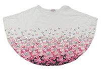 Bílo-růžové pončo tričko s motýlky Dopodopo