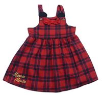 Červeno-tmavomodré kostkované šaty s Minnie Disney