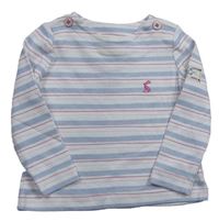 Bílo-modro-růžové pruhované triko s výšivkou Joules