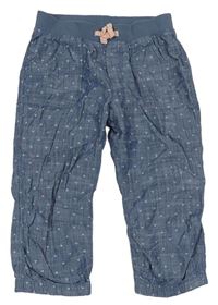 Modré vzorované plátěné capri kalhoty H&M