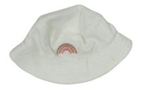 Bílý sametový klobouk s duhou 