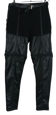 Dámské černé koženkové kalhoty s pásky Maniere de Voir