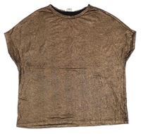 Bronzovo-černé vzorované oversize tričko RIVER ISLAND