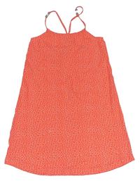 Křiklavě oranžovo-pudrové vzorované letní šaty name it.
