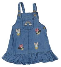Modré laclové riflové šaty s Minnie a Daisy Disney