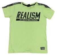 Neonově zeleno-černé tričko s nápisem Chapter young