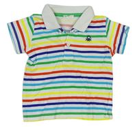 Bílo-barevné pruhované polo tričko Benetton 