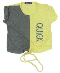 Žluto-šedé crop tričko s nápisem Safa