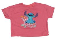 Růžové crop tričko se Stitchem Primark