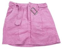 Růžová manšestrová sukně s páskem Primark 