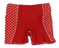 Červené nohavičkové plavky s puntíky a všitými slipy