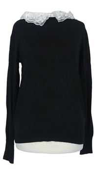 Dámský černý svetr s krajkovým límečkem Dorothy Perkins 