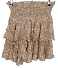 Dámská skořicová vzorovaná sukně s volánky H&M
