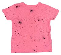 Neonově růžové melírované tričko s černými skvrnkami PRIMARK