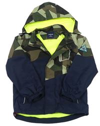 Tmavomodro-army šusťáková jarní bunda s odepínací kapucí Top&Sky