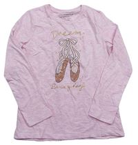 Růžové melírované triko s baletními piškoty Primark