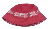 Růžový froté oboustranný klobouk s kytičkami H&M