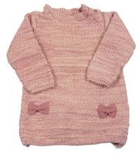 Růžové pletené šaty s mašlemi Early Days