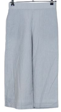 Dámské šedo-bílé proužkované culottes kalhoty Zara 