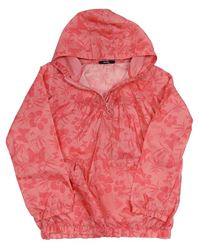 Růžová květovaná šusťáková bunda s kapucí George