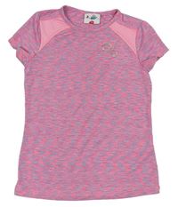 Neonově růžovo-modré melírované sportovní tričko se srdíčky