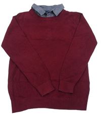 Červený svetr s košilovým límcem St. Bernard