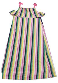 Barevné pruhované bavlněné šaty s volánky George 