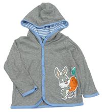 Šedo-modrá melírovaná propínací slabá mikina s Bugs Bunnym a kapucí