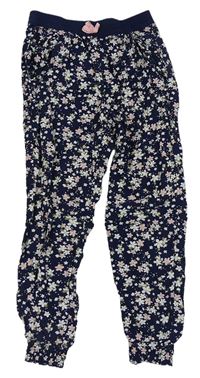 Tmavomodré květované lehké kalhoty Dopodopo