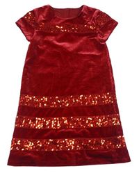 Červené sametové šaty s flitry M&S