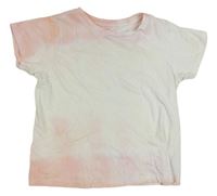 Bílo-růžové batikované tričko Primark