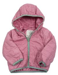 Růžová prošívaná šusťáková jarní zateplená bunda s kapucí M&S