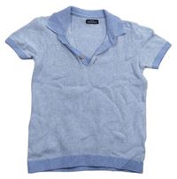 Modré melírované úpletové polo tričko Next