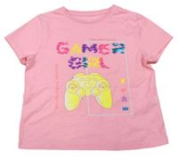 Neonově růžové tričko s nápisem a ovladačem F&F