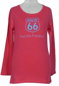 Dámské tmavorůžové triko s nápisy Route66