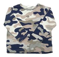 Béžovo-modro-bílé army triko Next